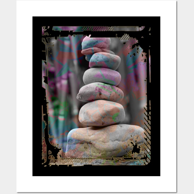 Japan Zen Buddhism Balancing Stones Rocks Bamboo Collage Art 93 Wall Art by dvongart